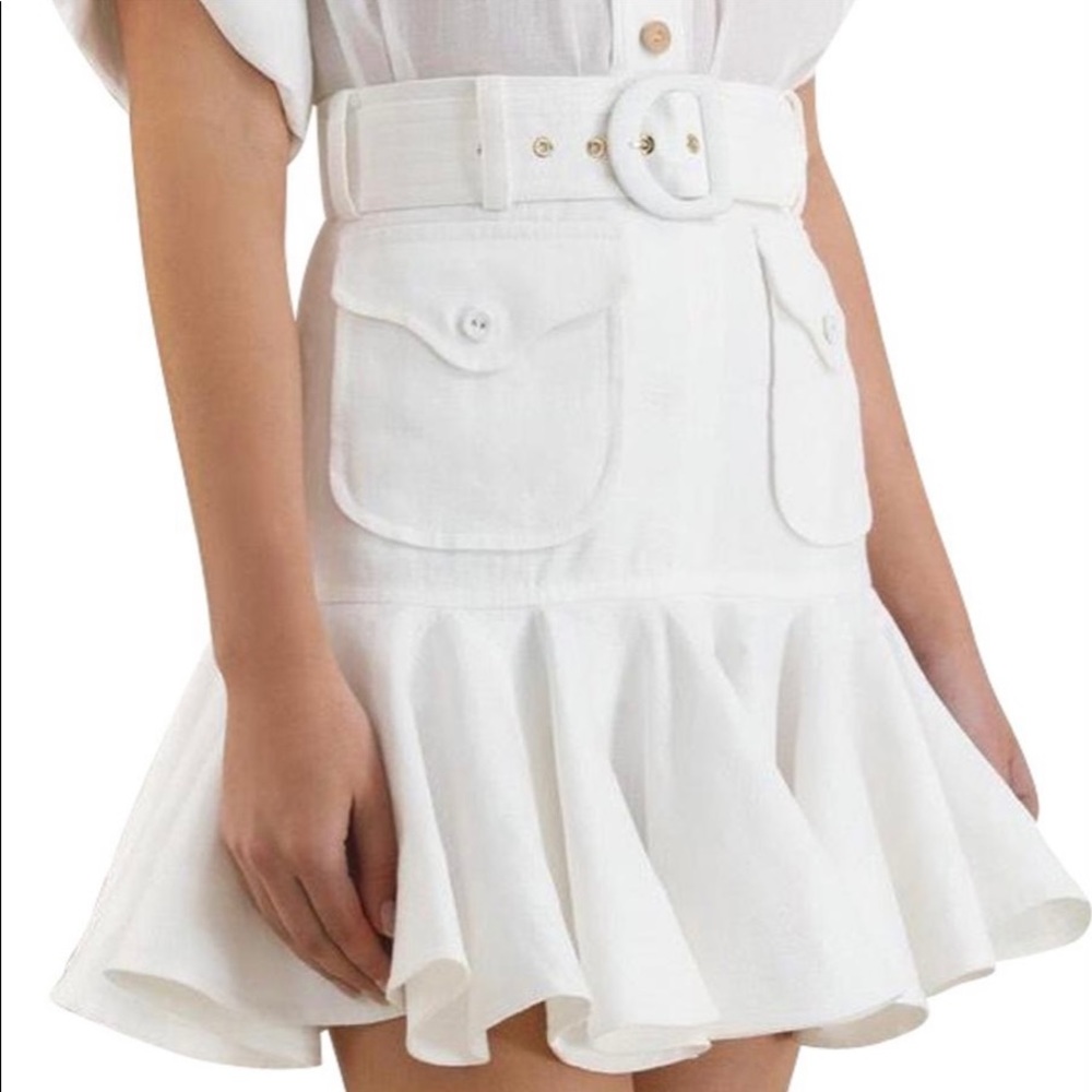 Zimmermann Super Eight Safari Linen Mini Skirt White Size 0